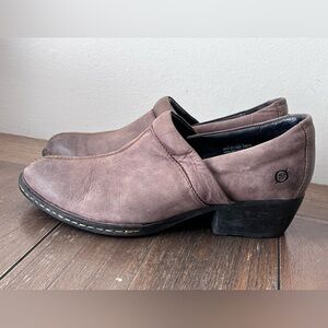 Born Kinney Brown Leather Clogs Womens size 9